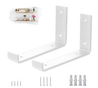 VTOPVMAX Set da 2 Staffe per Mensole Reggimensola, Supporti a Muro in Acciaio 5mm Bianco con Bordo Antiscivolo, per staffe per mensole pesanti 20cm
