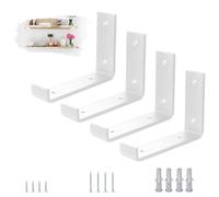 VTOPVMAX Set da 4 Staffe per Mensole Reggimensola, Supporti a Muro in Acciaio 5mm Bianco con Bordo Antiscivolo, per staffe per mensole pesanti 15cm
