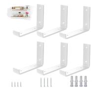 VTOPVMAX Set da 6 Staffe per Mensole Reggimensola, Supporti a Muro in Acciaio 5mm Bianco con Bordo Antiscivolo, per staffe per mensole pesanti 15cm