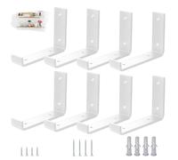 VTOPVMAX Set da 8 Staffe per Mensole Reggimensola, Supporti a Muro in Acciaio 5mm Bianco con Bordo Antiscivolo, per staffe per mensole pesanti 15cm