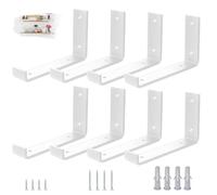 VTOPVMAX Set da 8 Staffe per Mensole Reggimensola, Supporti a Muro in Acciaio 5mm Bianco con Bordo Antiscivolo, per staffe per mensole pesanti 20cm