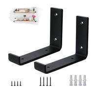 VTOPVMAX Staffe per Mensole Pesanti 2 Pezzi - Reggimensola Angolari in Acciaio da 5mm con Bordi di Sicurezza, Kit Reggi Mensole da Muro Stile Industriale Rustico Nero per Scaffali, 15cm