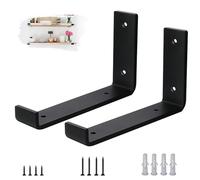 VTOPVMAX Staffe per Mensole Pesanti 2 Pezzi - Reggimensola Angolari in Acciaio da 5mm con Bordi di Sicurezza, Kit Reggi Mensole da Muro Stile Industriale Rustico Nero per Scaffali, 20cm