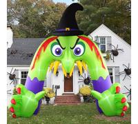 VTOY Gonfiabili per Halloween da 3,5 m, grandi decorazioni per esterni, giganti Halloween che esplodono a forma di carrozza di zucca, grande decorazione gonfiabile di Halloween con LED integrati per