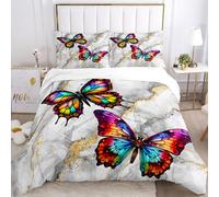 VTRXEG Copripiumino Marmo,set Di Biancheria Da Letto Colorato Fantasia Farfalla, Copripiumino Farfalle Con Motivo A Farfalle Stampa 3D, Biancheria Da Letto Per Ragazzi E Ragazze (B,220x240cm)