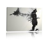 VTRXEG Pittura su tela giapponese Samurai, poster Bushido in bianco e nero per il soggiorno, camera da letto pittura decorativa, senza cornice (A, 60x90cm, Senza cornice)