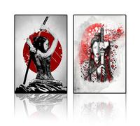 VTRXEG Poster samurai giapponese,Modern quadro giapponese in tela geisha,Adatto per il poster decorazione camera da letto soggiorno, senza cornice (B, 2x40x60cm, Senza cornice)