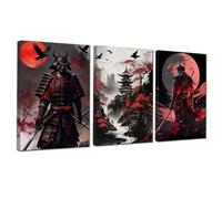 VTRXEG Samurai - Set di immagini giapponesi, 40 x 60 cm, rosso Samurai, ritratto di stampe artistiche, moderne, per soggiorno, camera da letto, decorazione senza cornice (Samurai 3, 3 x 40 x 60 cm)