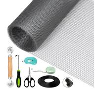 VTSHENY Kit Riparazione per Zanzariere, Zanzariera per Finestra (120 x 300 cm - Grigio), Ripara Zanzariera per finestre e zanzariera Con Strumento di Scorrimento/Rubber Strip/Tape Measure/Knife