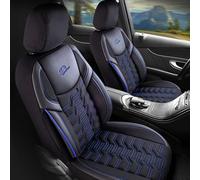 VTVauto Coprisedili Berlin nero-blu, Ecopelle, Tessuto | compatibili con Kia (Rio, Soul, Venga, Niro, Sorento, Sportage)