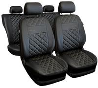 VTVauto Coprisedili Perfect Line nero con cuciture beige, Ecopelle | compatibili con Volkswagen Fox