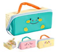 VTYFRY Simpatico astuccio kawaii con manico, grande capacità, con animale, organizer per ufficio, spazio di lavoro, accessori da scrivania, accessori da viaggio, regalo alla moda (dinosauro verde)
