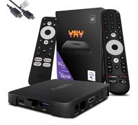 VU+ Yay GO PRO Android TV Box 4K UHD - Streaming Box Android TV 14 con Chromecast integrato, 2GB RAM, 8GB Flash, WiFi 1200 Mbit, Widevine L1, HDCP 2.3, USB 3.0, Bluetooth 4.2, cavo HDMI HTS e-com