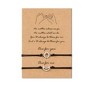 VU100 2 PCS Braccialetto sole e Luna Bracciale coppia Braccialetto Intrecciato Abbinamento Amicizia, Braccialetto Famiglia Uomo Donna Ragazza Migliore Amica Madre Figlia Gioielli