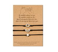 VU100 3 PCS Bracciale Sole, luna e stelle Braccialetto di amicizia intrecciato, Bracciale donna maschio famiglia, migliore amica, madre e figlia, gioielli