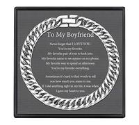 VU100 Bracciale d'argento da uomo Regalo per il fidanzato Bracciale in acciaio inossidabile largo 8 mm in stile hip hop cubano Regalo di compleanno per lui (19 cm)