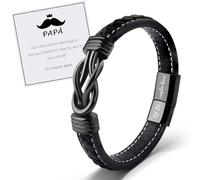 VU100 Bracciale in Pelle da Uomo per Papà - Regalo per la Festa del Papà - Ti Voglio Bene - Compleanno (Nero)