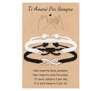 VU100 Bracciale Intrecciato Regolabile Regalo di San Valentino per Lui e Lei, Ti Amo Regalo di Coppia per Fidanzato Fidanzata Marito Moglie Amici Famiglia