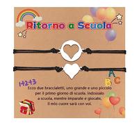 VU100 Madre Figlia Bracciali Regali Cuore Abbinati per Ragazzo Ragazza Ritorno a Scuola Bracciale Regali Ansia di Separazione per Mamma Nonna Figlio Ragazze Ragazzi Nipote (2 Nero) regalare