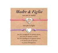 VU100 Regalo per la Festa della Mamma e del Compleanno - Bracciale in Acciaio Inox a Forma di Cuore per Madre e Figlia