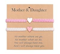 VU100 Regalo per la Festa della Mamma e del Compleanno - Bracciale in Acciaio Inox a Forma di Cuore per Mamma e Figlia