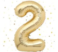 VUCDXOP Foil Palloncini Numeri 2, 101 CM Oro Champagne Palloncini Compleanno 2, Numeri Gonfiabili Palloncini 2, Compleanno Gonfiabili Pallone per Anniversario, Decorazione Feste di Palloncino