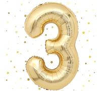 VUCDXOP Foil Palloncini Numeri 3, 101 CM Oro Champagne Palloncini Compleanno 3, Numeri Gonfiabili Palloncini 3, Compleanno Gonfiabili Pallone per Anniversario, Decorazione Feste di Palloncino
