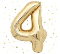 VUCDXOP Foil Palloncini Numeri 4, 101 CM Oro Champagne Palloncini Compleanno 4, Numeri Gonfiabili Palloncini 4, Compleanno Gonfiabili Pallone per Anniversario, Decorazione Feste di Palloncino