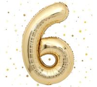 VUCDXOP Foil Palloncini Numeri 6, 101 CM Oro Champagne Palloncini Compleanno 6, Numeri Gonfiabili Palloncini 6, Compleanno Gonfiabili Pallone per Anniversario, Decorazione Feste di Palloncino
