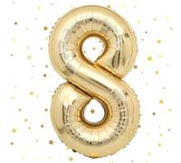 VUCDXOP Foil Palloncini Numeri 8, 101 CM Oro Champagne Palloncini Compleanno 8, Numeri Gonfiabili Palloncini 8, Compleanno Gonfiabili Pallone per Anniversario, Decorazione Feste di Palloncino