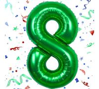 VUCDXOP Foil Palloncini Numeri 8, 101 CM Verde Scuro Palloncino Compleanno 8, Numeri Gonfiabili Palloncini 8, Compleanno Gonfiabili Pallone per Anniversario, Decorazione Feste di Palloncino