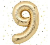 VUCDXOP Foil Palloncini Numeri 9, 101 CM Oro Champagne Palloncini Compleanno 9, Numeri Gonfiabili Palloncini 9, Compleanno Gonfiabili Pallone per Anniversario, Decorazione Feste di Palloncino