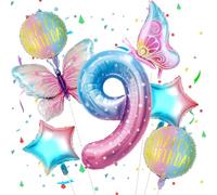 VUCDXOP Palloncino Compleanno 9 Anni Stella, 7pcs Stella Palloncini di Compleanno Set di Foil Palloncino Numero 9, Numeri Gonfiabili Palloncini 9,Compleanno Gonfiabili Pallone per Anniversario