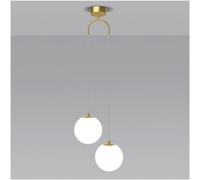 VUCICA Lampadari moderni a sfera in vetro 2 luci Bianco Nero Oro Doppia testa Lampada a sospensione Lampada da comodino for camera da letto Lampada a sospensione regolabile Plafoniera for cucina Isola