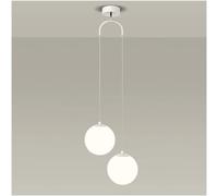 VUCICA Lampadari moderni a sfera in vetro 2 luci Bianco Nero Oro Doppia testa Lampada a sospensione Lampada da comodino for camera da letto Lampada a sospensione regolabile Plafoniera for cucina Isola