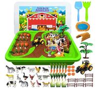 Vuecer Sabbia Cinetica Set per Bambini: Attività con Sabbia Cinetica per Bambini Piccoli - Giocattoli Sensoriali con Sabbia Magica - Sabbia da Gioco per Bambini e Bambine dai 3 4 5 6 7 Anni (Farm)