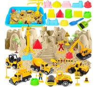 Vuecer Sabbia Cinetica Set per Bambini: Attività con Sabbia Cinetica per Bambini Piccoli - Giocattoli Sensoriali con Magica per Bambini e Bambine dai 3 4 5 6 7 Anni(Engineering-B)
