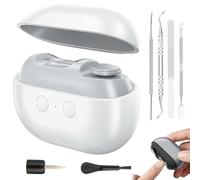 Vueeze Easyclip Smart Nail Clipper, Tagliaunghie Elettrico Automatico Senza Fili 2 in 1 con Illuminazione di Sicurezza a Led e Vano Portaoggetti per Unghie, Ricaricabile Tramite(bianca)