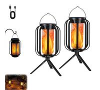 Vueeze Eternal Witchfire Lantern,Solar Lanterns Outdoor Waterproof,Solar Lantern Outdoor Lights with Flickering Flame 4 Modes,Solars Outdoors Light Triangle Stand for Yard Garden Patio Table (2)