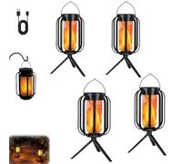 Vueeze Eternal Witchfire Lantern,Solar Lanterns Outdoor Waterproof,Solar Lantern Outdoor Lights with Flickering Flame 4 Modes,Solars Outdoors Light Triangle Stand for Yard Garden Patio Table (4)