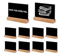 Vueinrg 10 Pezzi Lavagnette Cancellabili,Lavagnette per Buffet 10 x 7.5cm Mini Lavagnette Segnaposto con Base in Legno per Buffet/Matrimoni/Feste/Ristoranti/Numero di Tavolo/Cartellini Prezzi