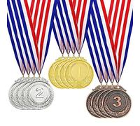 Vueinrg 12 Pezzi Medaglie Premiazioni Metallo Medaglie per Bambini Medaglia Oro Argento Bronzo con Nastro Medaglie Numeriche Medaglie Vincenti per Feste di Giorno di Sport Scolastico Concorsi