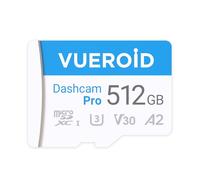 Vueroid Scheda microSD Dashcam Pro da 512 GB con adattatore per lettore, C10, V30, UHS-I, classe 10, A1, scheda di memoria ad alta velocità per video 4K UHD, velocità di lettura fino a 100 MB/s