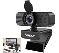Vuexar Webcam 2K con microfono, webcam con treppiede, doppio microfono, fotocamera per computer plug & play per chiamate online, fotocamere per PC desktop o laptop Zoom/team/FaceTime