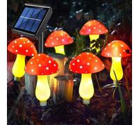 Vuggdt Set di 6 luci solari da giardino forma di fungo, alimentate energia solare, impermeabili, LED, luci notturne per esterni, decorazione da giardino