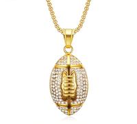 VUIFONGS Iced Out Ciondolo Football americano per gli uomini Collana Calcio per gli uomini Hip Hop Iced Out Catena Sport Ciondolo Rap Punk Rock Clubs Disco Diamante Bling uomini gioielli Cuban Link