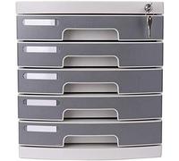 VUIKLCty Comodo classificatore piatto grigio con cinque cassetti superiori con chiusura, pratici cassetti, libreria in plastica