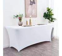 VUIKLCty Fitted Tablecloth, Rectangular, Machine Washable, Ideal for Parties, Events And Banquets(White a,6FT)