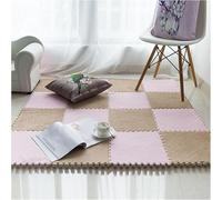 VUIKLCty Tappetino Puzzle Quadrato 80 Pezzi 30x30cm Tappetini in Schiuma di Peluche Tappetino da Pavimento Quadrato ad Incastro(Pink+Light Brown,1cm Thick)