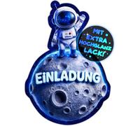 VULAVA 12 biglietti di invito a tema astronauta per compleanno dei bambini e bambine. I biglietti di invito spaziali sono l'invito spaziale per ragazzi e bambini, con razzo